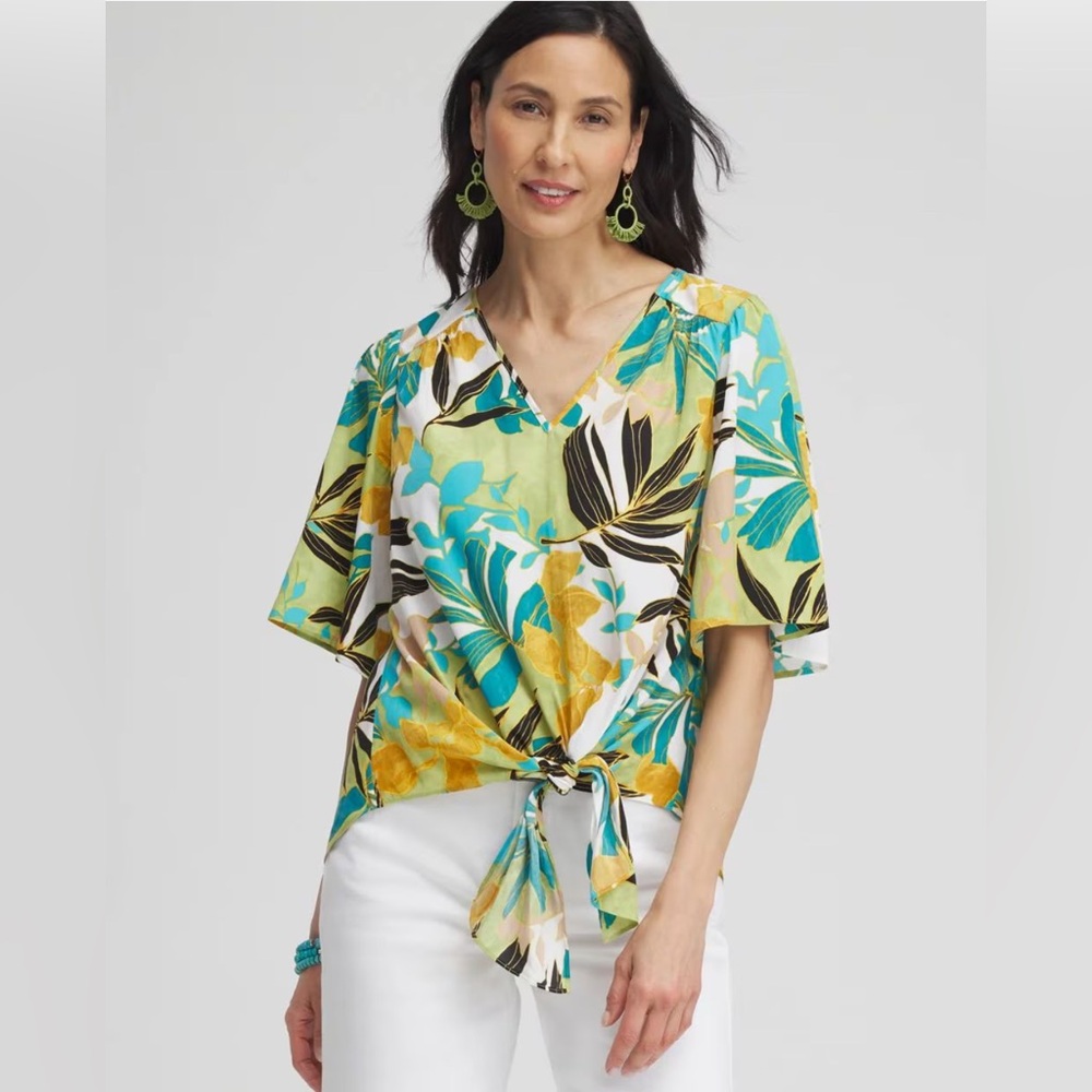 Chico's Flutter Sleeve Tie-Front Top